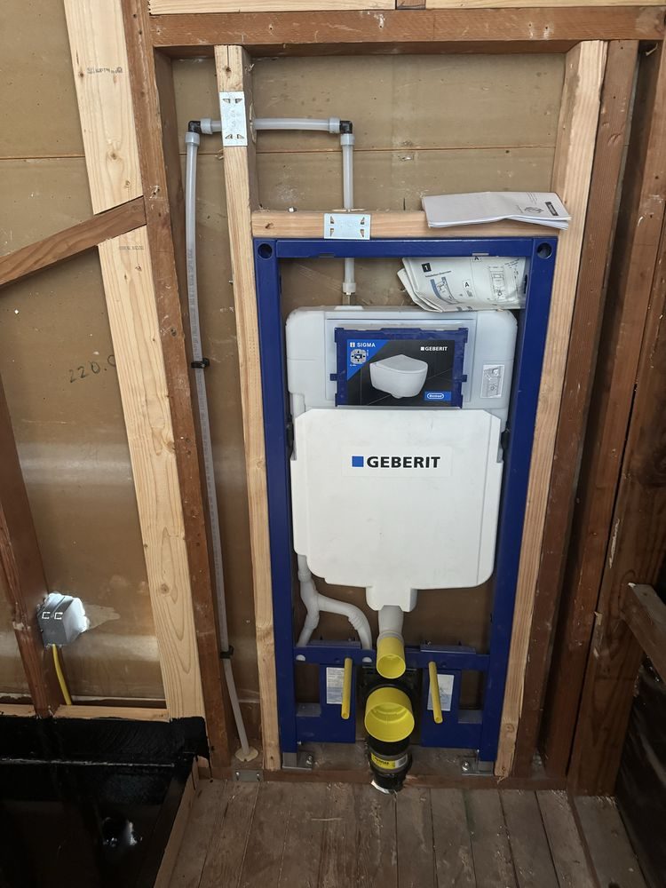 Geberit in-wall toilet tank system professionally installed by 5 Star Plumbing Business in Colorado Springs